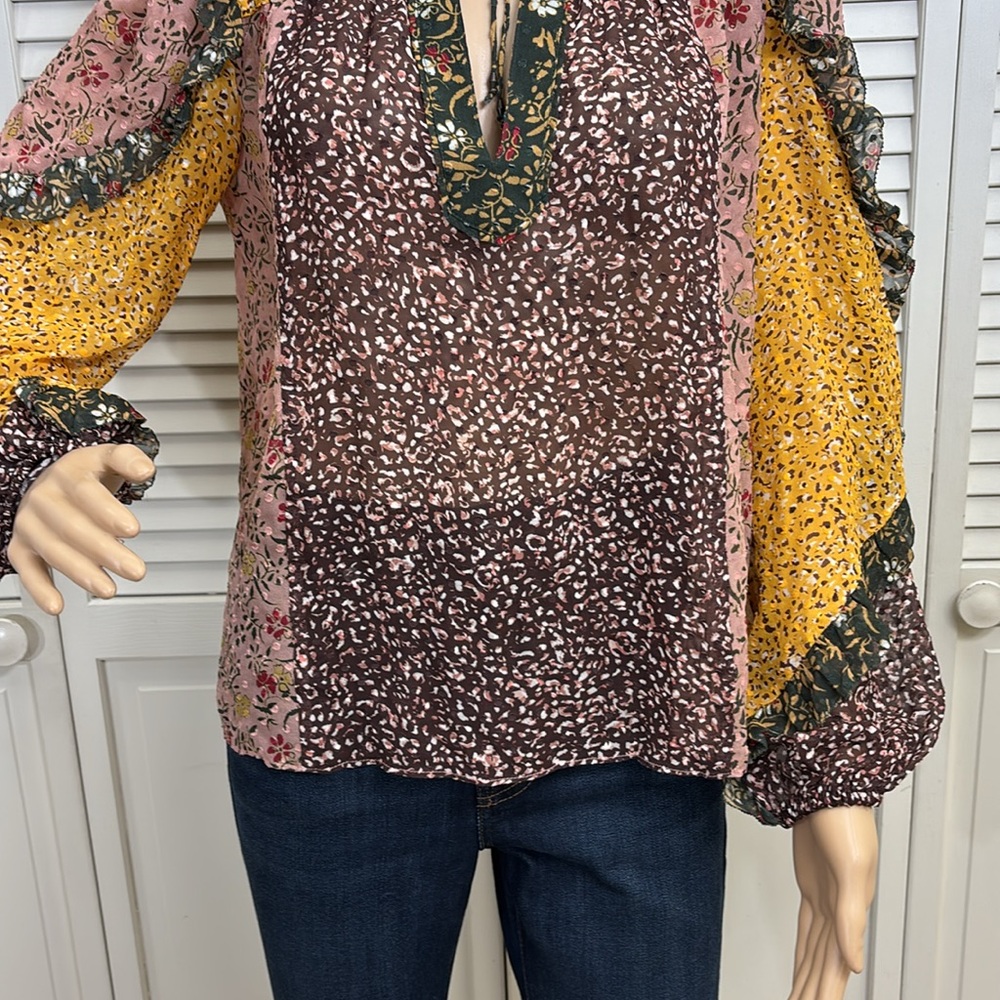 Ulla Johnson Floral Patchwork Blouse Multicolor F… - image 8